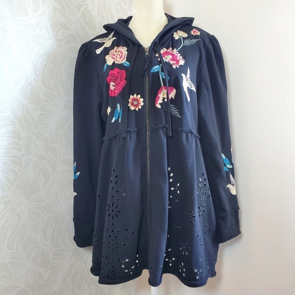 Johnny Was Floral Junia French Terry Cotton Zip Up Hoodie Jacket - Picture 11 of 15